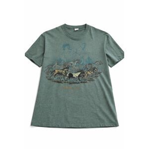 Vintage Cal Cru Single Stitch Horses T-Shirt Size Large